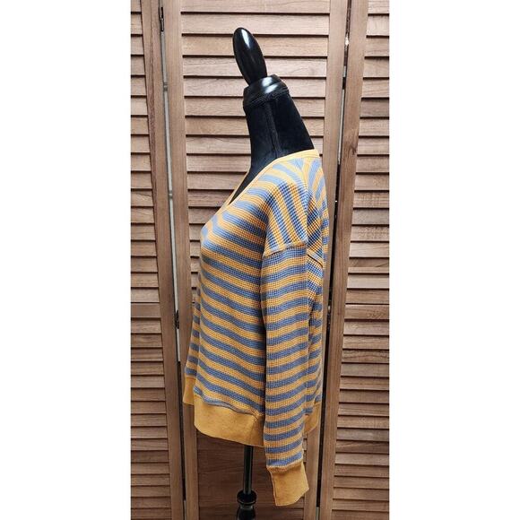 Natural Reflections Waffle V-Neck Pullover Womens Top Flint Stripe Size Small S - Picture 6 of 8